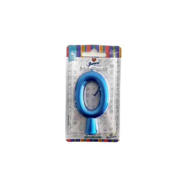 Vela Aniv Palito Metalizada  Junco Azul N0