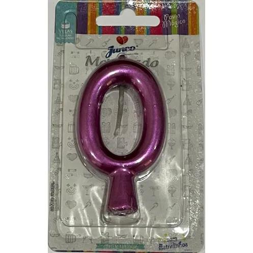Vela Aniv Palito Metalizada  Junco Rosa N0