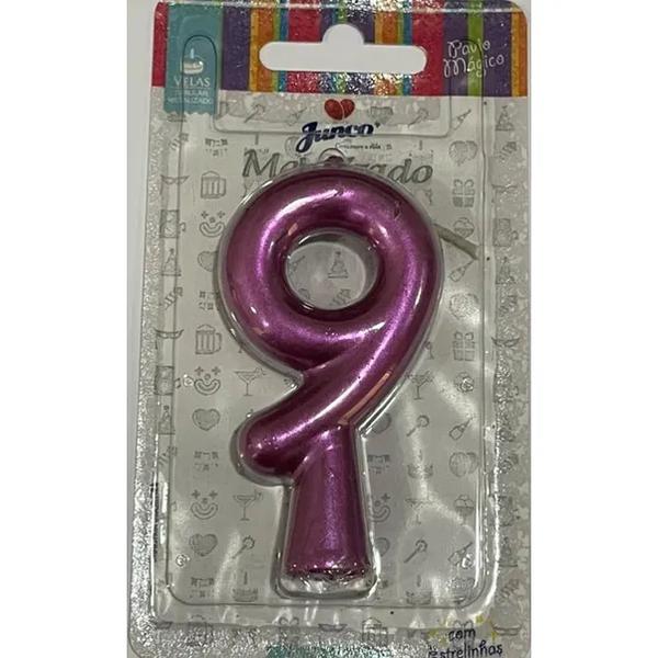 Vela Aniv Palito Metalizada  Junco  Rosa N9