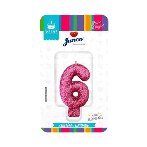 Vela Aniversario Live Colors Glitter Pavio Magico Junco Rose N6