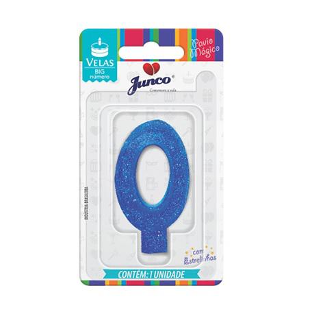 Vela Aniversario Metalizado Pavio Magico Junco Azul N0