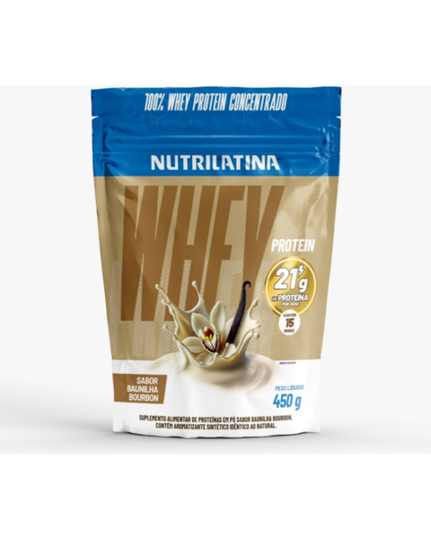 Whey Protein Conc 21g Nutrilatina Un 450g Baunilha