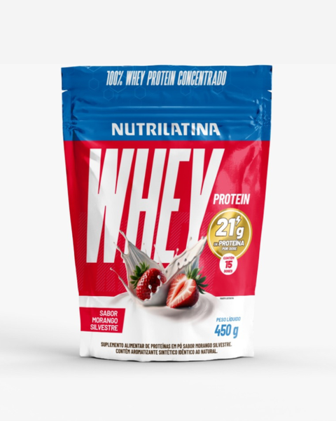 Whey Protein Conc 21g Nutrilatina Un 450g Morango