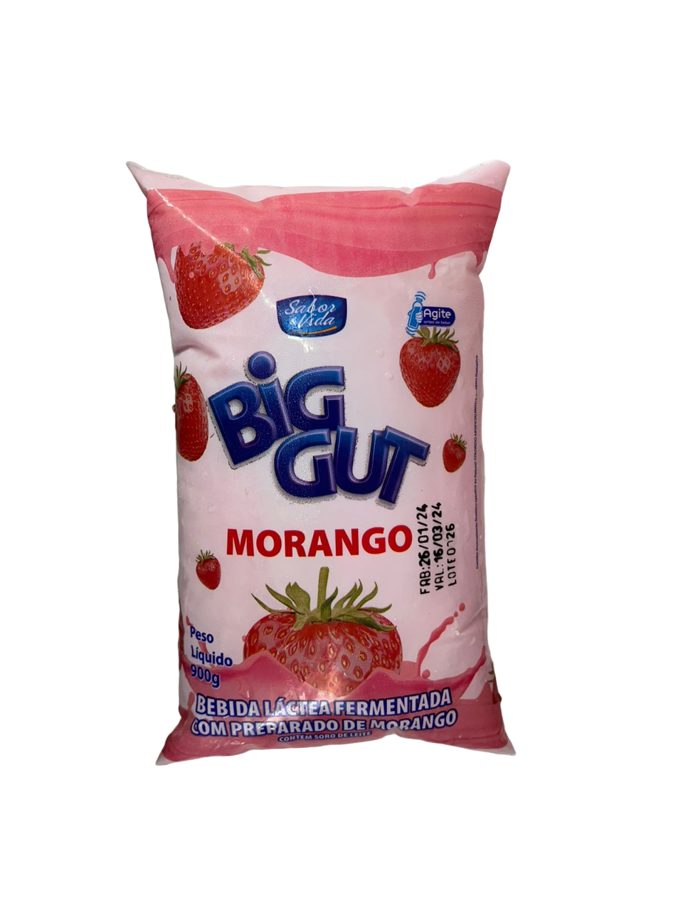 BEB LACTEA BIG GUT MORANGO SH 900G