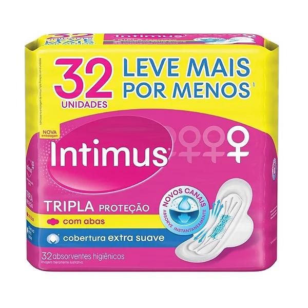 ABSORVENTE INTIMUS GEL TRIPLA PROTECAO C/ABAS SUAVE C/32