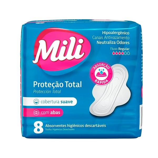 ABSORVENTE MILI PROTECAO TOTAL SUAVE C/ABAS 8UN