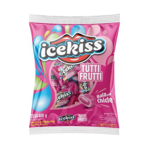 BALA DURA ICEKISS 400G C/CHICLE TUTTI FRUTTI