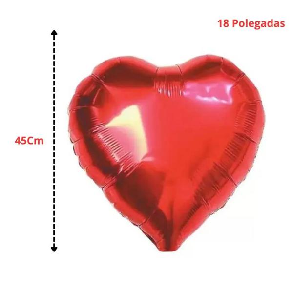 BALAO CORACAO MET 18P 45CM VERMELHO