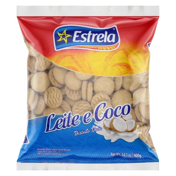 BISCOITO ESTRELA 400G LEITE E COCO