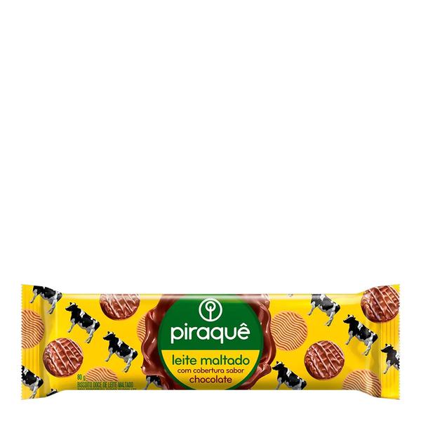 BISCOITO PIRAQUE LEITE MALTADO 80G CHOCOLATE