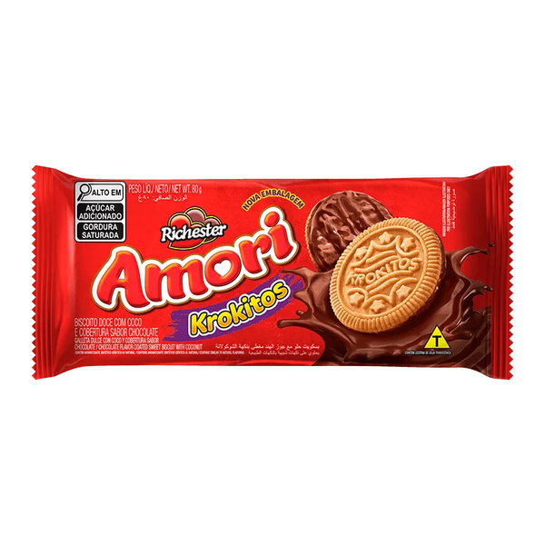 BISCOITO RICHESTER KROKITOS 80G COCO C/COB CHOC