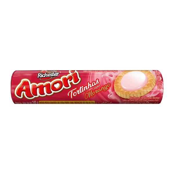 BISCOITO TORTINHA AMORI 140G MORANGO