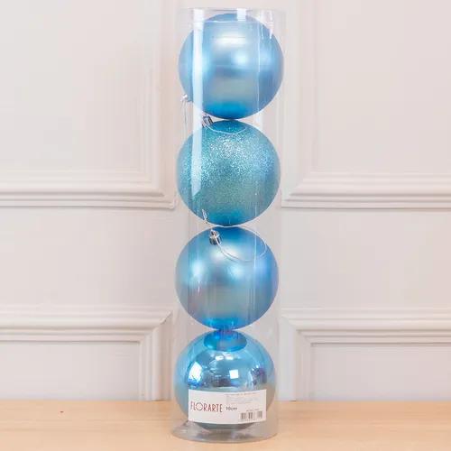 BOLA MISTO TUBO C/4 UND AZUL CLARO 10CM FLORARTE