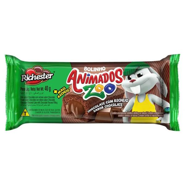 BOLINHO ANIMADOS ZOO RICHESTER 40G BAUNILHA C/ CHOCOLATE
