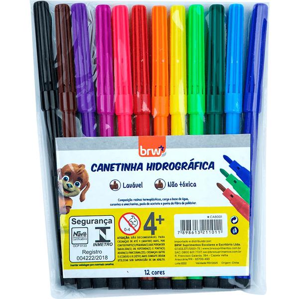 CANETINHA HIDROCOR BRW 12 CORES FINA