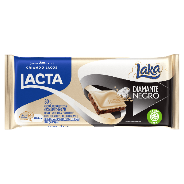 CHOCOLATE LAKA+DIAMANTE NEGRO LACTA 80G AO LEITE E BRANCO