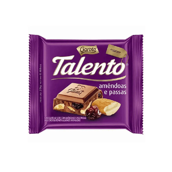 CHOCOLATE TALENTO 25G AMENDOAS E PASSAS