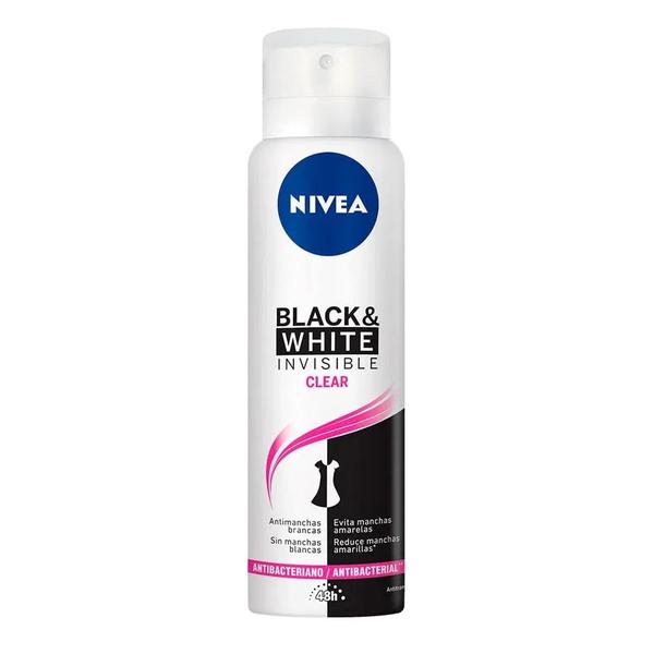 DESODORANTE AEROSSOL NIVEA CLEAR 150ML INVISIBLE BLACK&WHITE