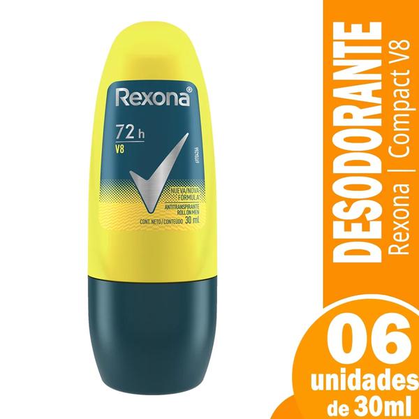 DESODORANTE REXONA ROLLON COMPACT V8 30ML