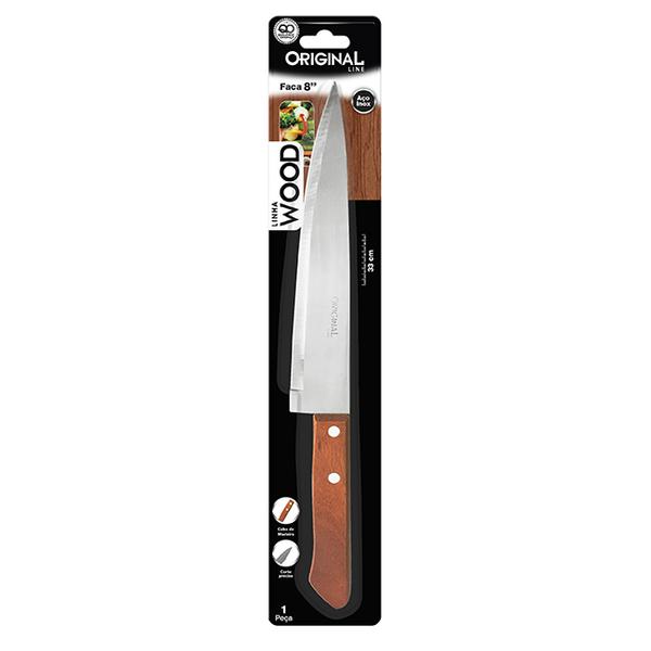 FACA CABO MADEIRA INOX 8 POL ORIGINAL SL0454