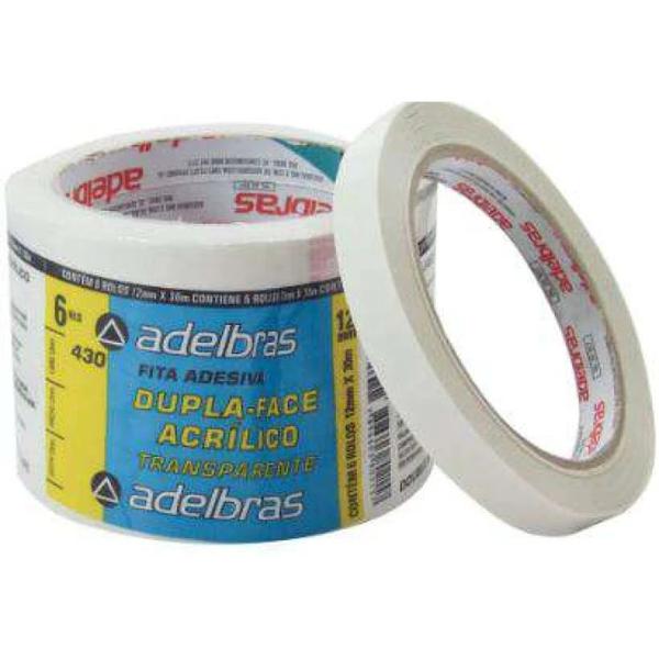 FITA DUPLA FACE ADELBRAS TRANSP 12X30M