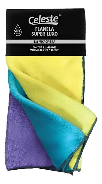 FLANELA SUPER LUXO MICROFIBRA 35X35CM C/3