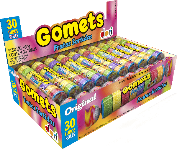 GOMA TUBO DORI FRUTAS 32G C/30 UND