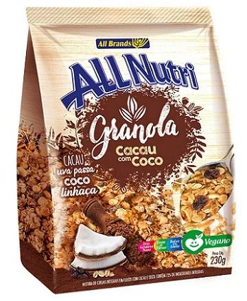 GRANOLA ALLNUTRI 230G CACAU C/COCO UND
