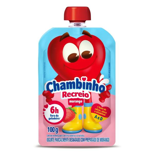 IOGURTE CHAMBINHO POUCH 100G MORANGO
