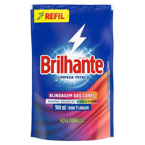 LAVA ROUPAS BRILHANTE REFIL 900ML LIMPEZA TOTAL