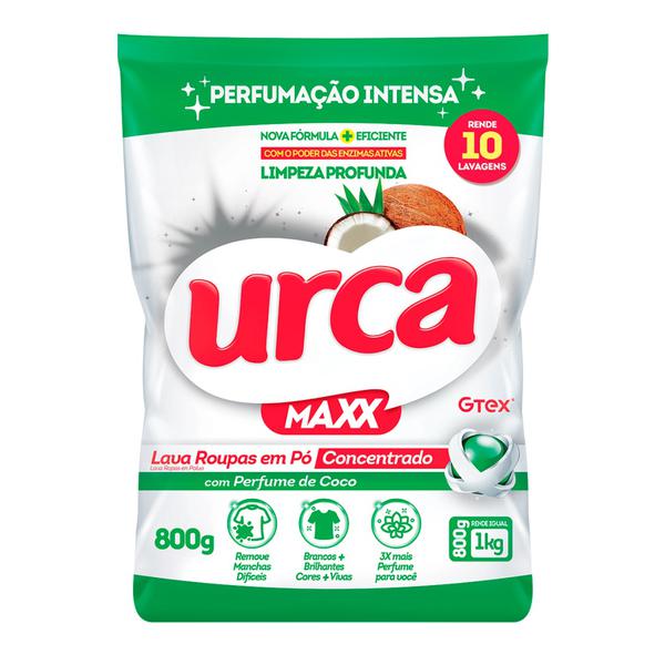 LAVA ROUPAS EM PO 800GR CONCENTRADO COCO URCA MAXX SACHE