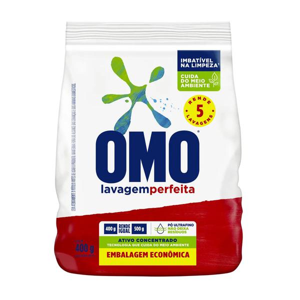 LAVA ROUPAS EM PO OMO PACOTE 400G LAVAGEM PERFEITA