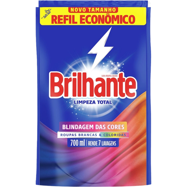 LAVA ROUPAS LIQUIDO BRILHANTE SACHE 700ML LIMPEZA TOTAL
