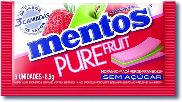 MENTOS 3L PURE FRUIT MORANGO 8,5G