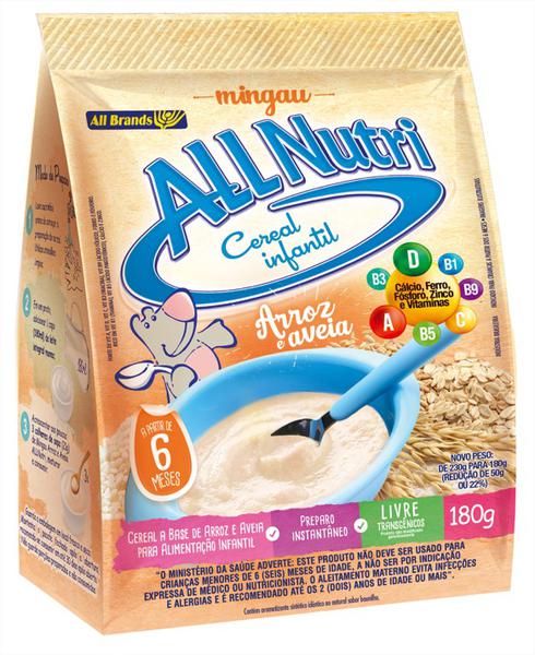 MINGAU ALLNUTRI  ARROZ E AVEIA PCT 180G