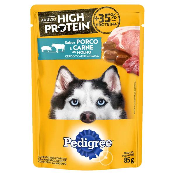 PEDIGREE SACHE 85GR HIGH PROTEIN PORCO E CARNE AO MOLHO