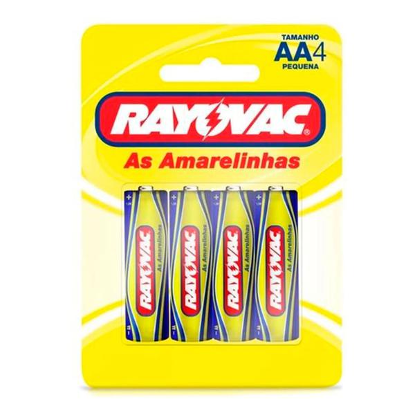 PILHA RAYOVAC AMARELA AA4 PEQUENA C/4