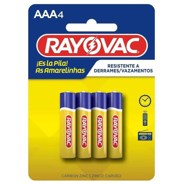 PILHA RAYOVAC AMARELA AAA4 PALITO C/4