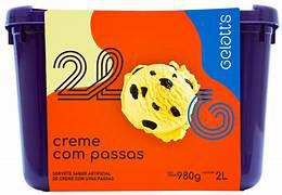 SORVETE GELATTS 2L CREME C/PASSAS