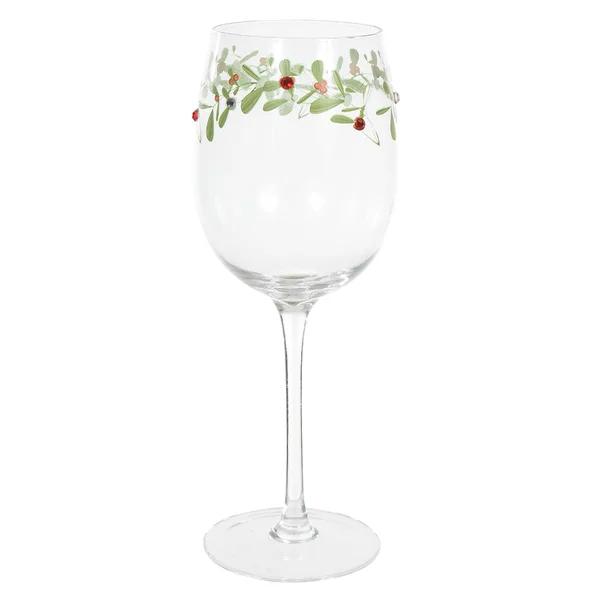 TACA VINHO VIDRO 440ML NATAL BE MERRY COLOR 22,5CM FLORARTE