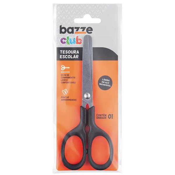 TESOURA ESC.BLISTER BAZZE 13CM CLUB SORT