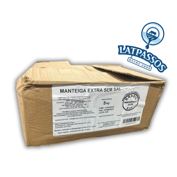 MANTEIGA LATPASSOS EXTRA S/ SAL BLOCO 5KG