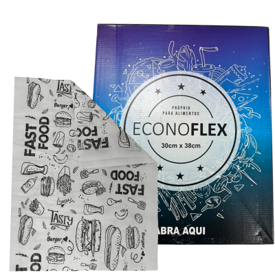 PAPEL ACOPLADO P/ ALIMENTOS ECONOFLEX 30 X 38 CX C/ 400 UND