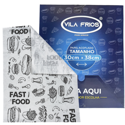 PAPEL ACOPLADO P/ ALIMENTOS VILA FRIOS 30 X 38 CX C/ 400 UND