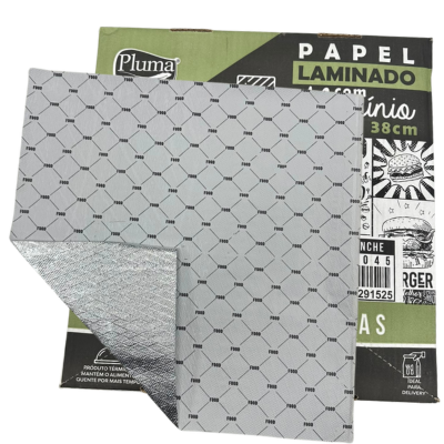 PAPEL LAMINADO PLUMA C/ ALUMINIO IMPRESSO GENERICO 38 X 38 CX C/ 250 UND