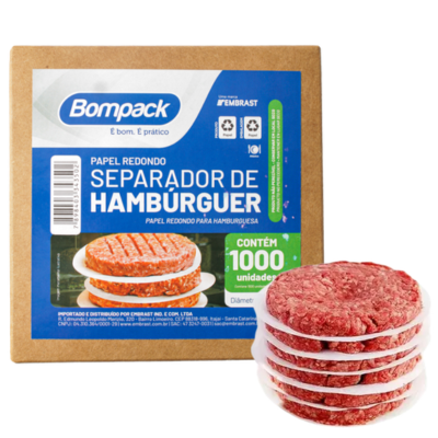 PAPEL SEPARADOR BOMPACK DE HAMBURGUER REDONDO 112MM C/ 1000 UND