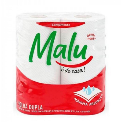 PAPEL TOALHA MALU ROLO FOLHA DUPLA C/ 2 UND