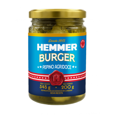 PEPINO BURGER HEMMER FATIADO AGRIDOCE POTE 345GR