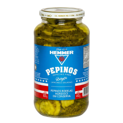 PEPINO BURGER HEMMER FATIADO AGRIDOCE POTE 800GR