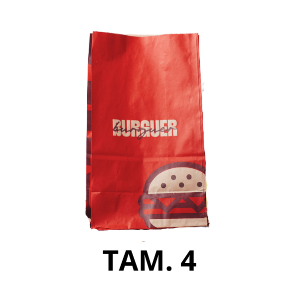SACO VINCO SOS HAMBURGUER IMPRESSO TAM. 4 PCT C/ 50 UND